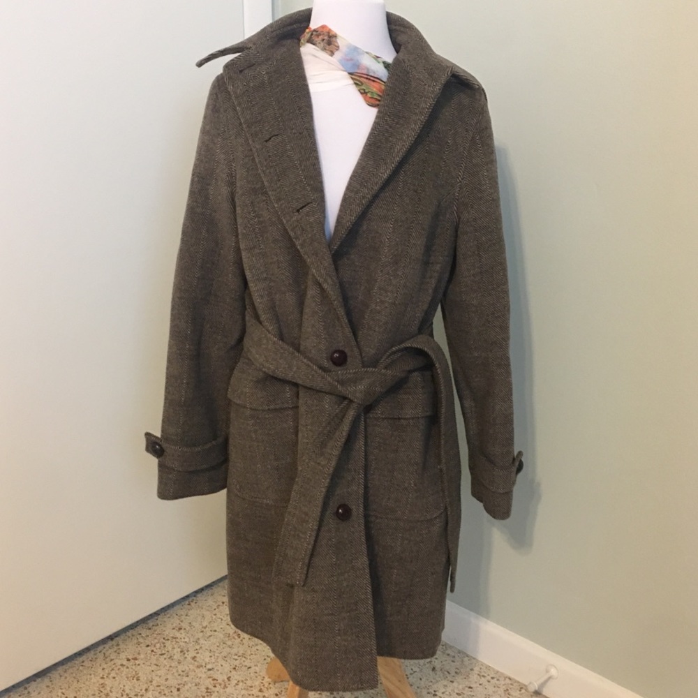 Wool hooded pea coat